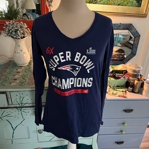 NFL Pro Line Patriots Super Bowl Tee Shirt M Cotton Navy Red VGUC
